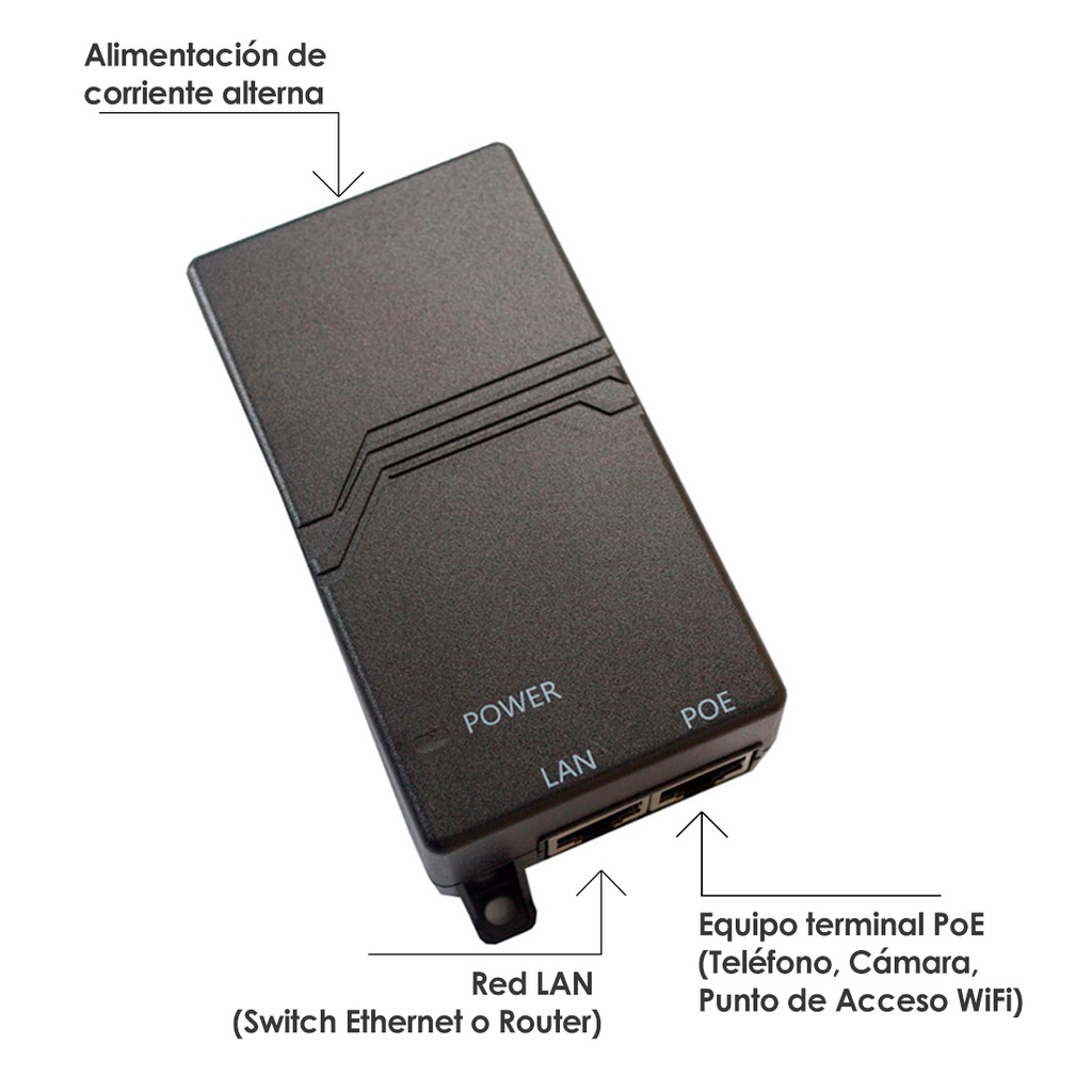 Inyector PoE 48VDC 0.5A (24W) Gigabit Ethernet_1