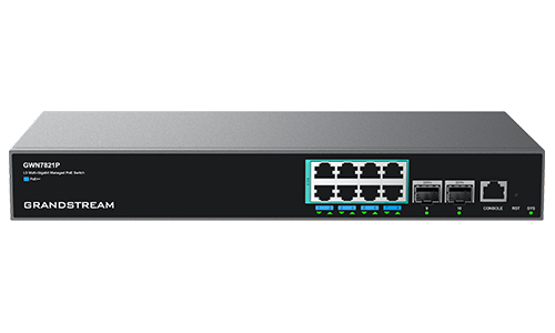 Switch 8 Puertos Gigabit PoE Grandstream Capa 3 GWN7821P